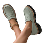 Women's Retro Solid Color Plus Size Casual Platform Shoes - D&A