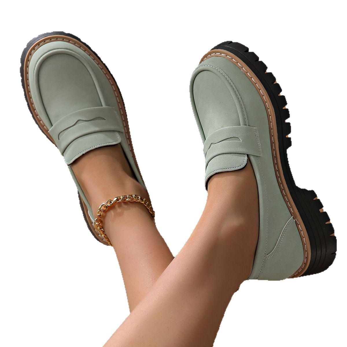 Women's Retro Solid Color Plus Size Casual Platform Shoes - D&A