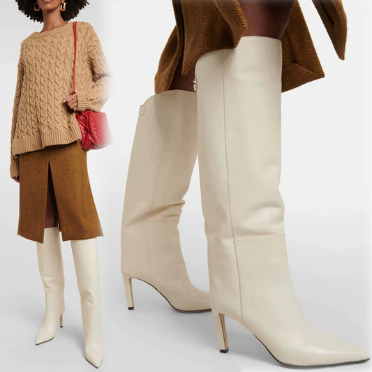 Simple European And American Style Fashion Catwalk Pointed-toe Stiletto Straight Boots - D&A