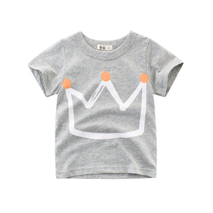 Summer New Boys' Short Sleeve T-shirt Children's T-shirt Grey - D&A