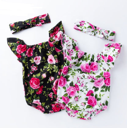 Children's wear, baby, cotton, baby, baby print, small flying sleeves, romper - D&A