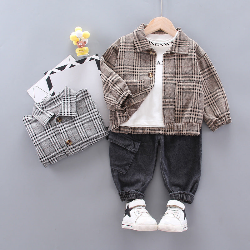 Baby boy long sleeve plaid suit - D&A