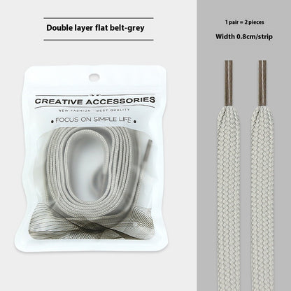 White Shoes Colorful Bandlet Shoelaces Gray - D&A