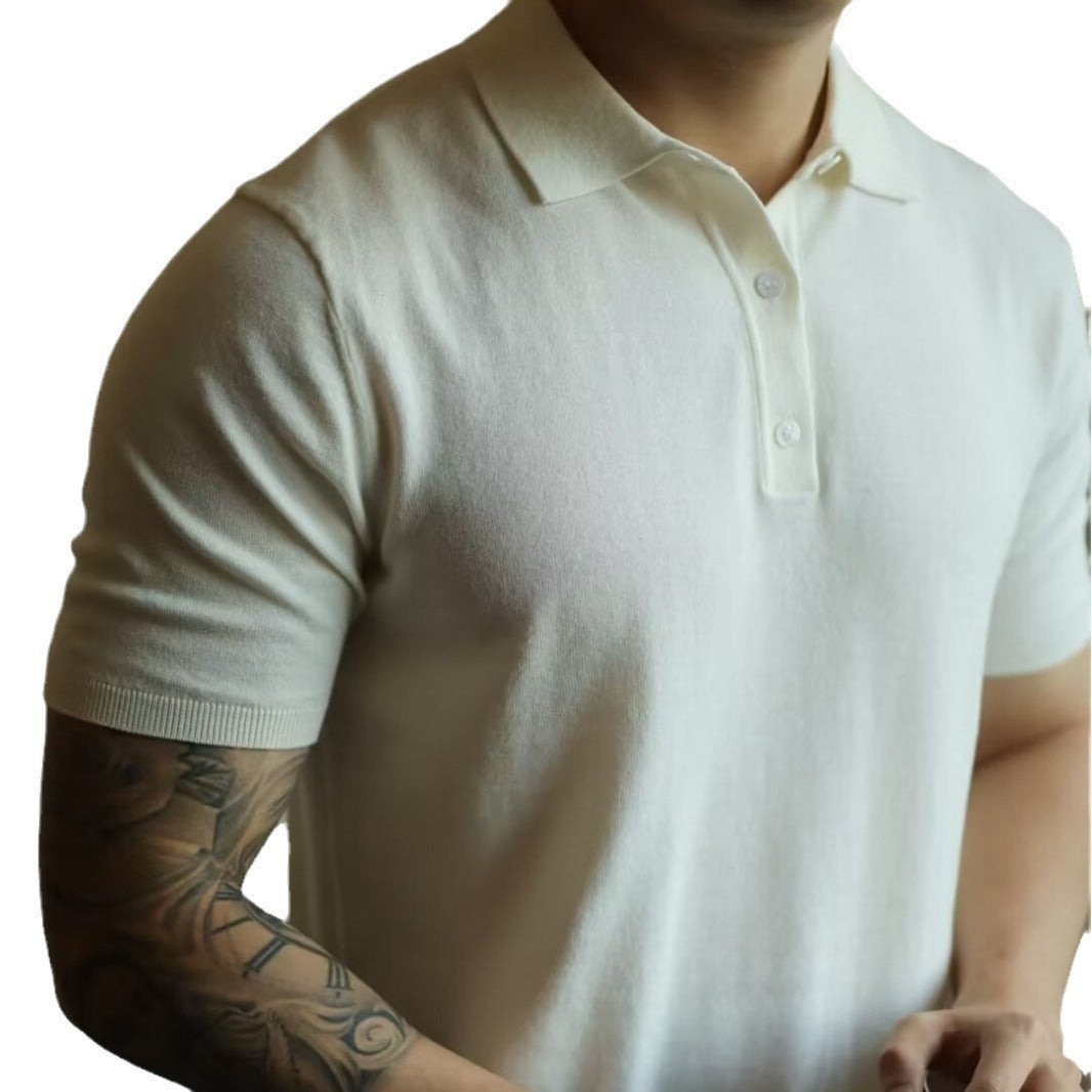 Polo Collar Polo Shirt Knitted Short Sleeve - D&A