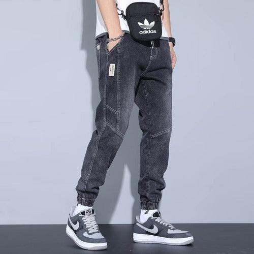 Men's Jeans Slim Fit Fashion Ankle-tied Harem Pants Black - D&A