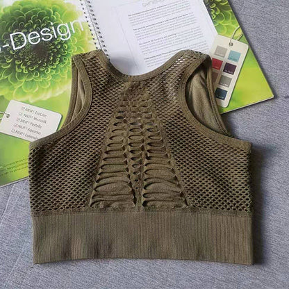 Breathable mesh sports Bra Army Green - D&A