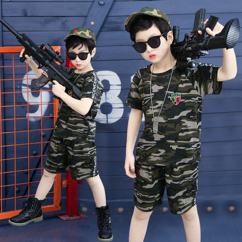 Boys summer short sleeve camouflage clothing - D&A