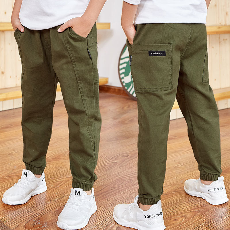 hildren's thin pants boys summer trousers Army Green - D&A