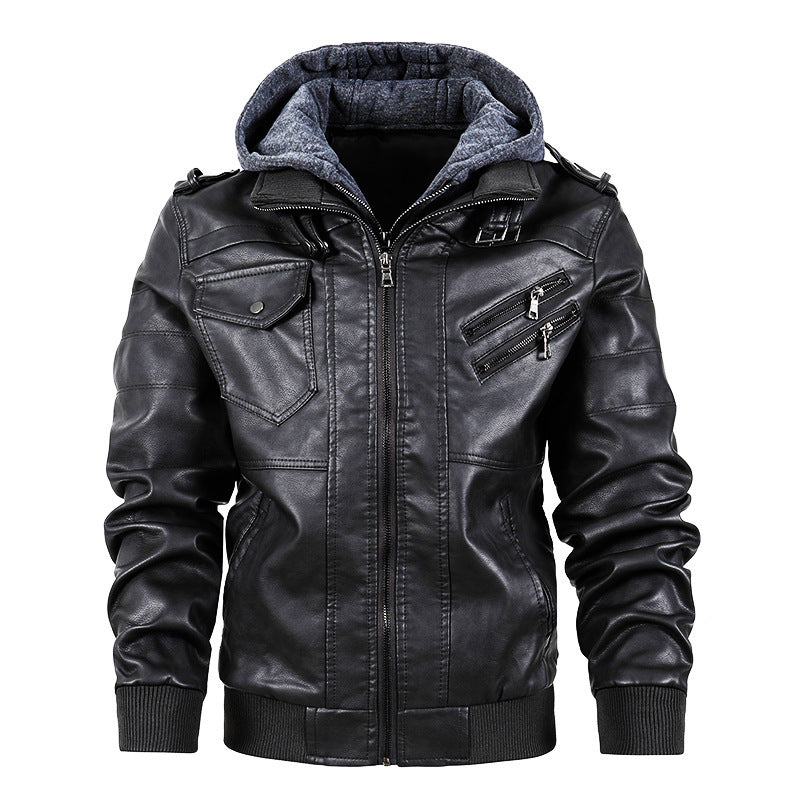 Motorcycle leather men's jackets stand collar men - D&A