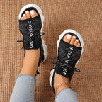 Women's Shoes Fashion Hollowed-out Mid Heel Mesh Sports Platform Sandals - D&A