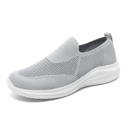 Mesh Flying Woven Breathable Loafers Comfortable All-match Shoes Light Gray - D&A