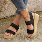 Ins Female Student Height Increasing Sandals Black - D&A