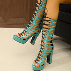 Plus Size High Heel High Top Lace Loop Fashion Tie Design Comfortable Support Steady Step - D&A