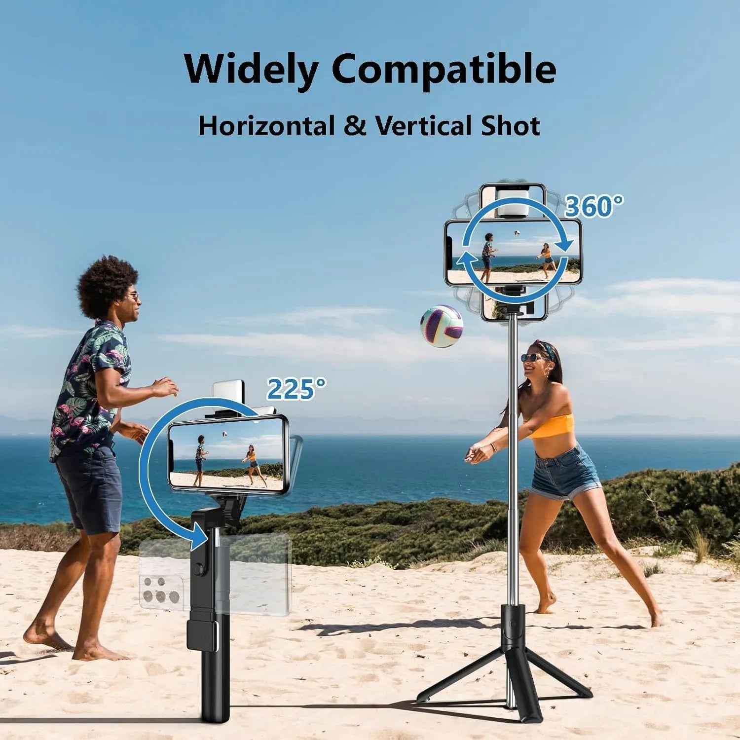 Action ProSelfie Stick with Tripod Stand,3 in1 Multifunctional design, Rechargable LED Light with Two Brighness Levels for Make up, Selfie, Vlogging & Photo Shoot, Selfie stick with Bluetooth Remote