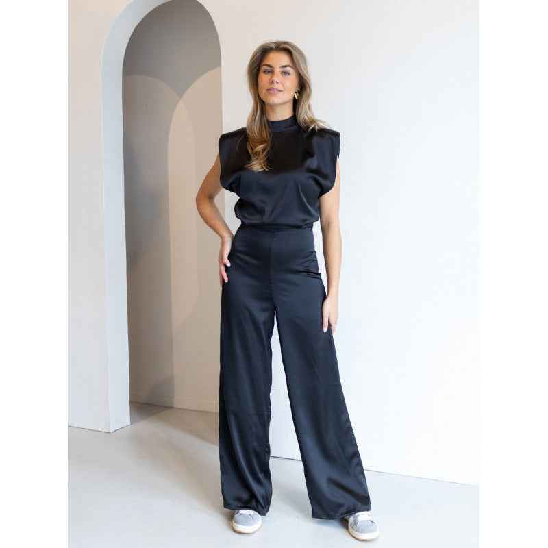 Backless Evening Dress Jumpsuit Solid Color Casual Straight Pants