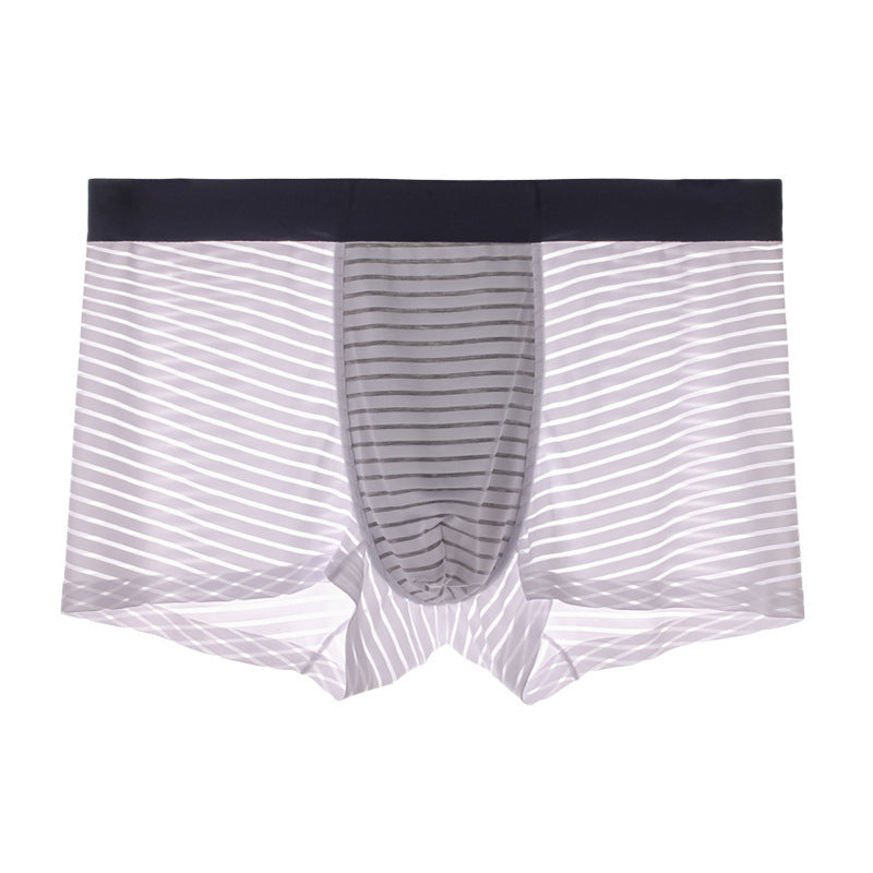 Men's Ice Silk Seamless Boxers Thin Air Boxers B316 White - D&A