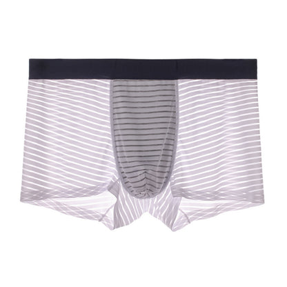 Men's Ice Silk Seamless Boxers Thin Air Boxers B316 White - D&A