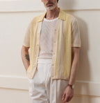 Hollow-out Short-sleeved Sweater Casual Polo Shirt Yellow - D&A