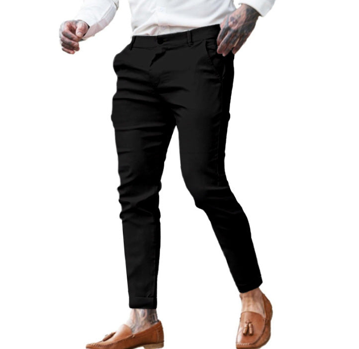 Men's Twill Cotton Stretch Fashion Slim Pencil Black - D&A