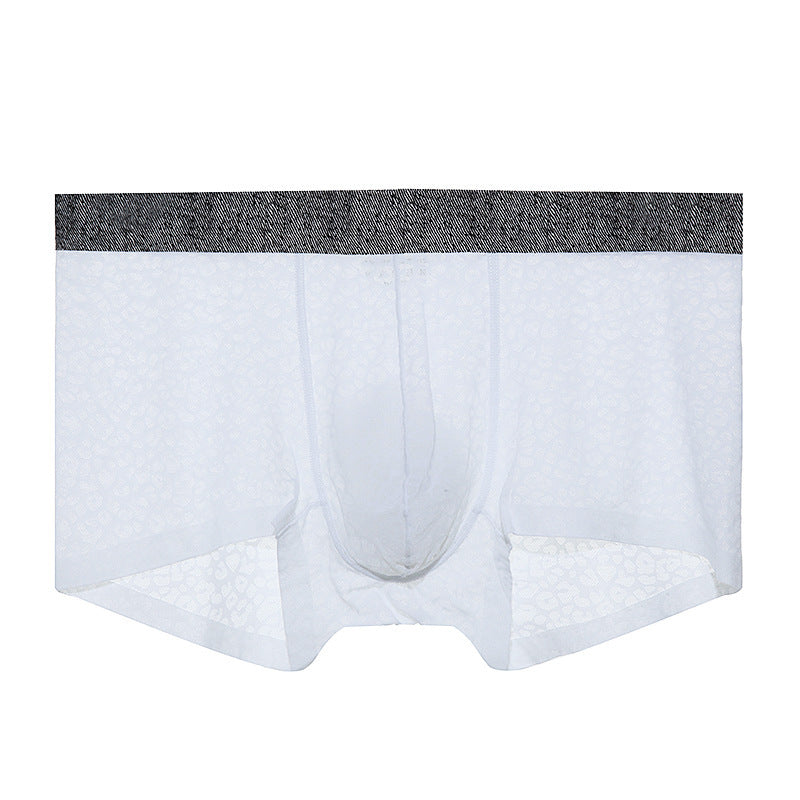 Men's Lace One-piece Seamless Thin Breathable Sweat-absorbent Sexy Transparent Boxer Briefs - D&A