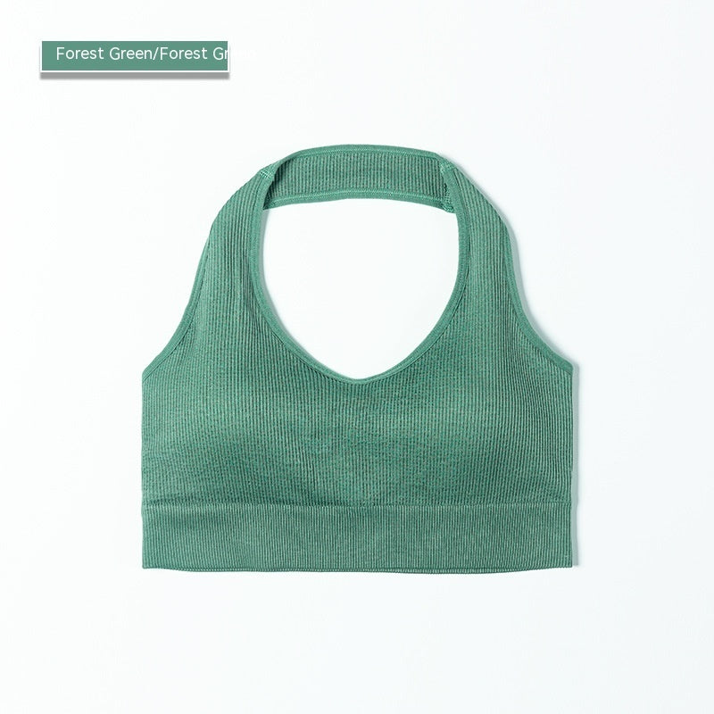 Bra European And American Sports Fitness Yoga Sports Bra Forest Green - D&A