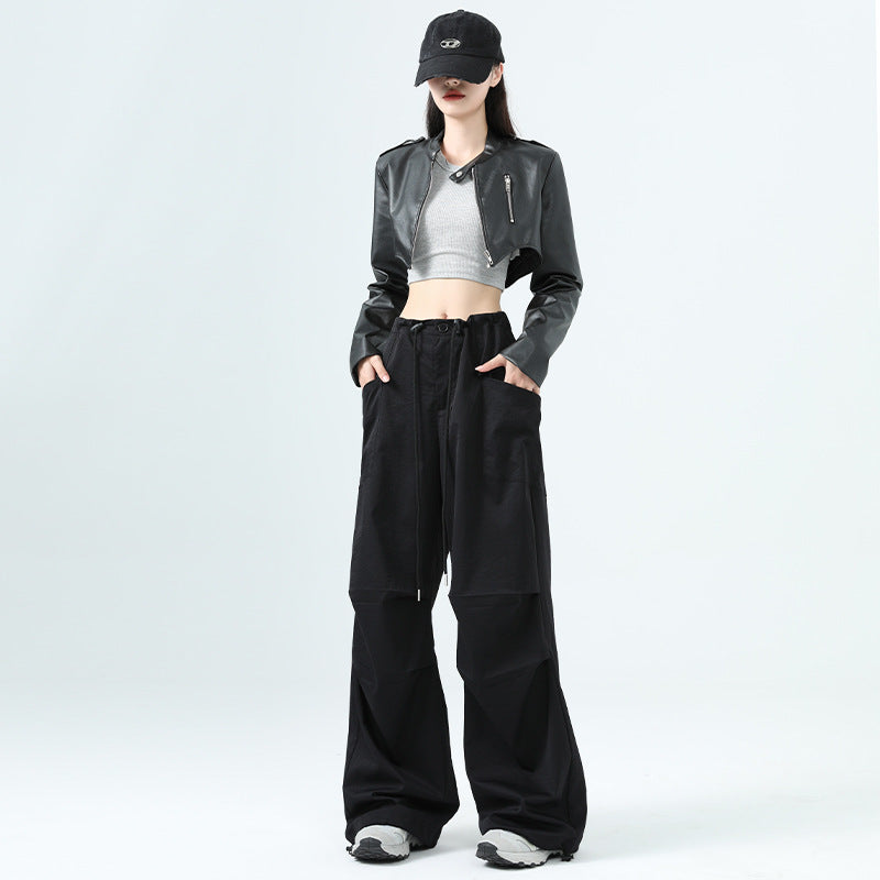 High Waist Women's Workwear Wide Leg Pants Black - D&A