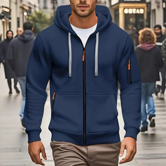 Zipper Hooded Sweatshirt Men's Sports Casual Cardigan Coat - D&A