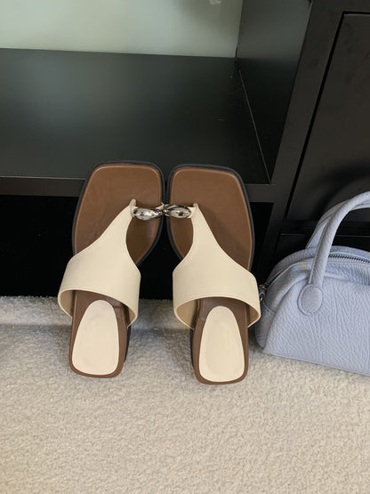 Wedge Flip-Flops Summer Outdoor Seaside Beach Slippers Roman Shoes Apricot - D&A