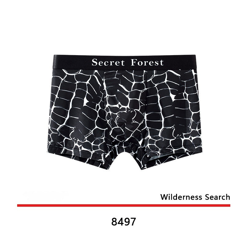 Men's Cool Thin Loose Fashion Personality Boxer Shorts Black - D&A
