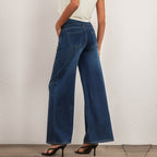Shascullfites Women's Light Blue Wide Leg Stretch Jeans Flare Pants Denim Straight Trousers Sexy Fit Casual Jeans Women - D&A