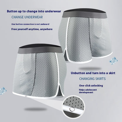 Men's Summer Ice Silk Bare Sleeping Unbound U-shaped Culottes - D&A