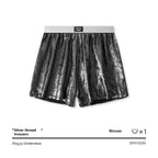 Galaxy Reflective Bright Silver Casual Woven Loose Underwear Black Night - D&A