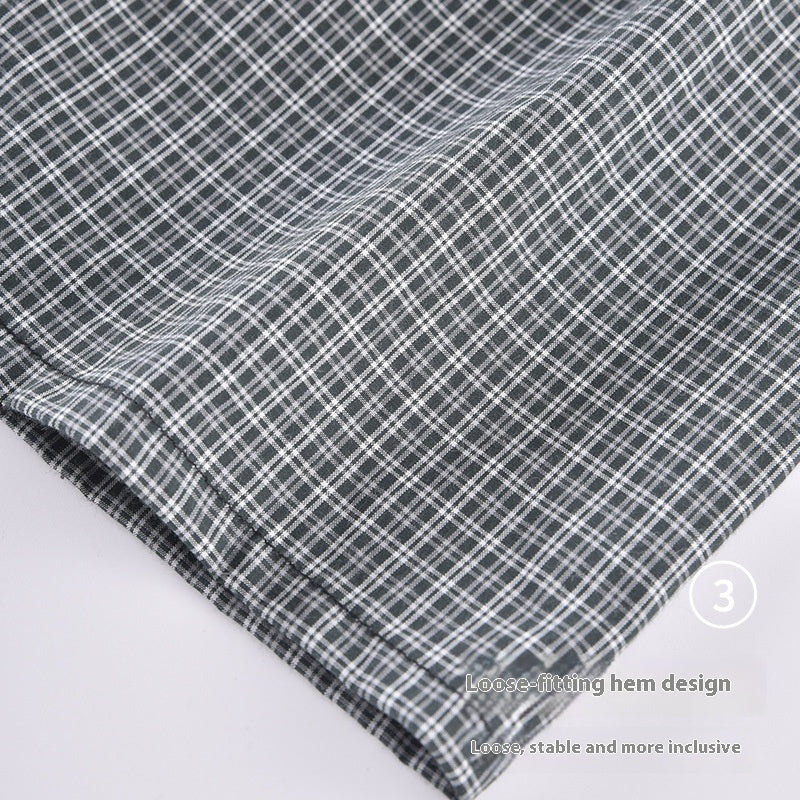 Men's Casual Loose Home Pants Plaid Shorts - D&A