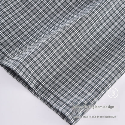 Men's Casual Loose Home Pants Plaid Shorts - D&A