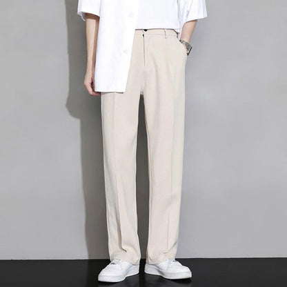 Trendy Ins Draping Design Wide-leg Pants Nine Points Khaki - D&A