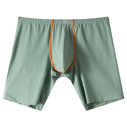 Lengthened Underwear Ice Silk Sexy Men's Boxers Mid-waist U Convex Sexy Quick-drying Light Green - D&A
