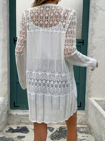 Hollow-out Long-sleeved Knitted Cardigan Sunscreen Indoor Warm Outside - D&A