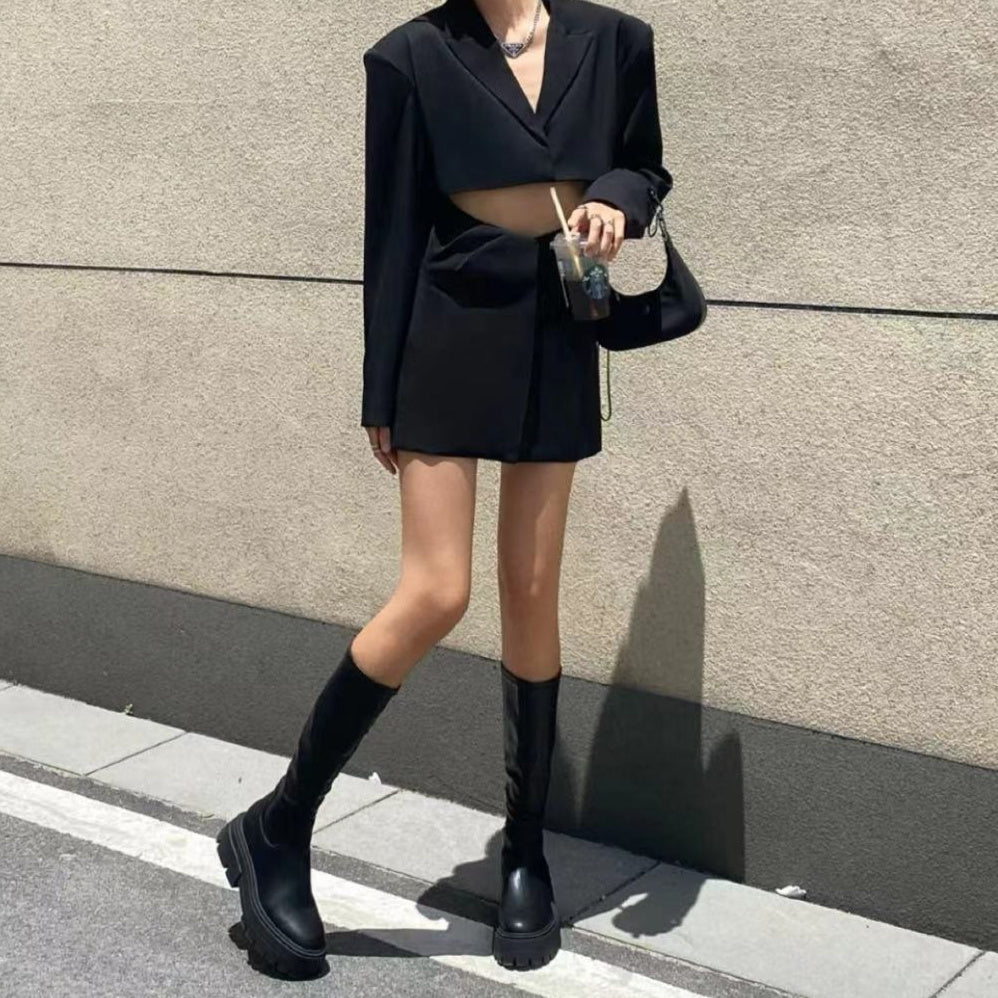 Autumn And Winter Horse Knight Boots High Leg Boot Thick Bottom Female Stretch Boots - D&A