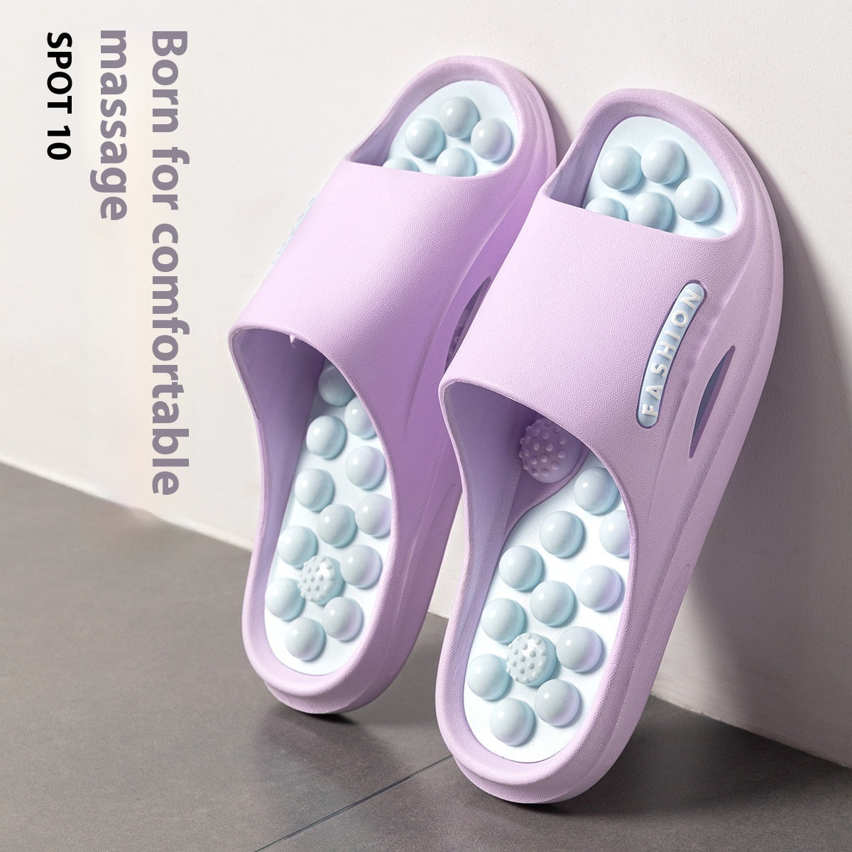 Ball Massage Sandals Bathroom Bath Non-slip Wear-resistant Anti-slip Bath Mat Pedicure Purple - D&A