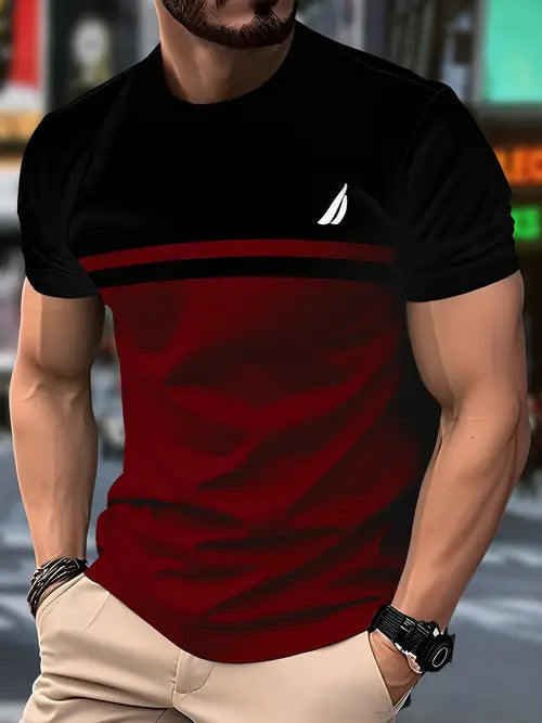 New Fashion Casual High Quality Contrast Color Men's Short Sleeve T-shirt - D&A
