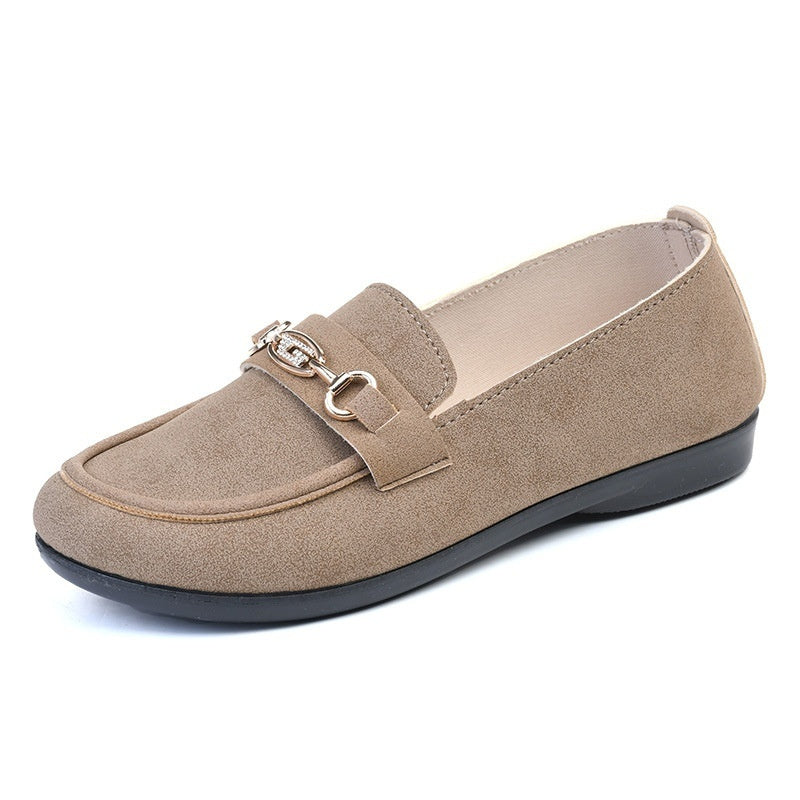 Gommino Women's Solid Color Casual Shoes Soft Bottom - D&A
