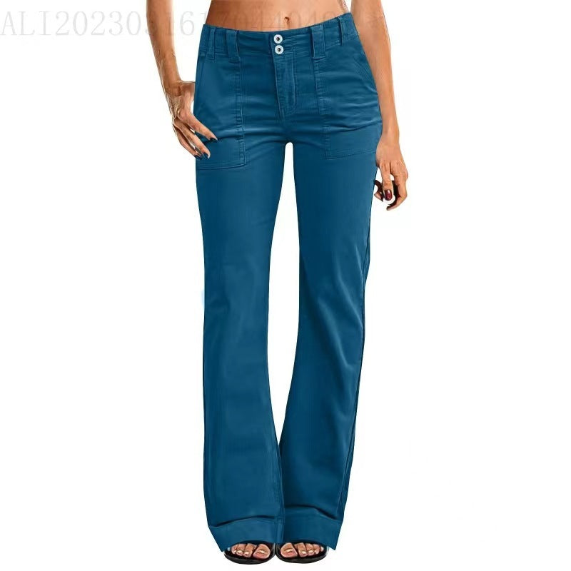 Lightweight Sports Pants Zipper Pocket Exercise Workout Pants Navy Blue - D&A