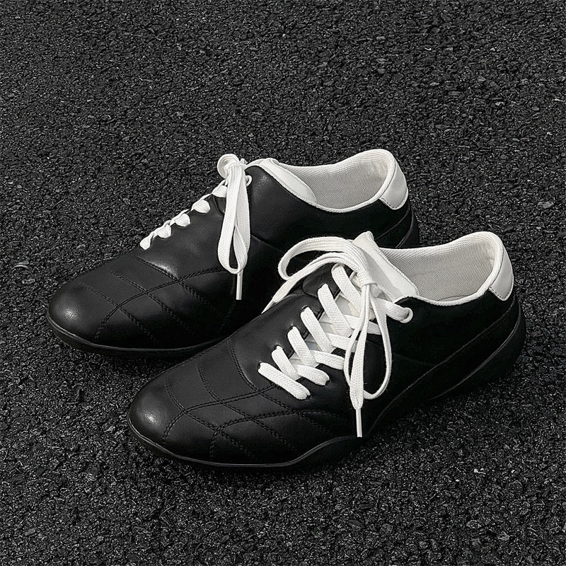 Oblique Lace-up Flat Retro Sports Casual Shoes - D&A
