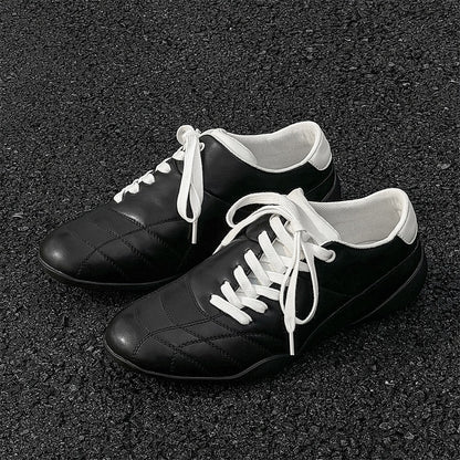 Oblique Lace-up Flat Retro Sports Casual Shoes - D&A