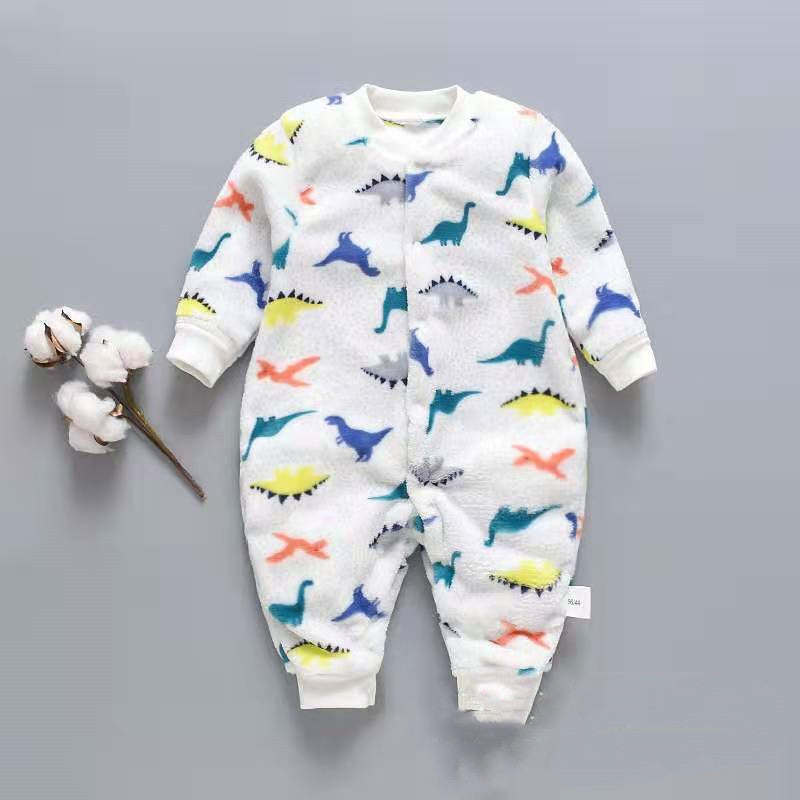 Baby onesies Baby Long Sleeve Romper White dinosaur - D&A