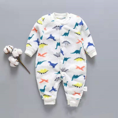 Baby onesies Baby Long Sleeve Romper White dinosaur - D&A