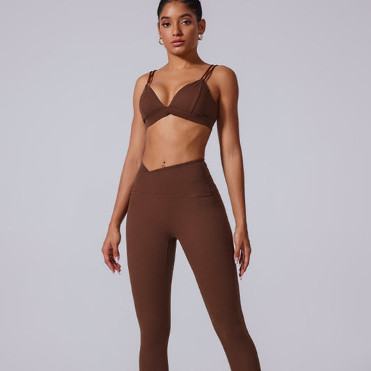 Women's Spaghetti Strap Bra Deep V Versatile Cross Sports Bra - D&A
