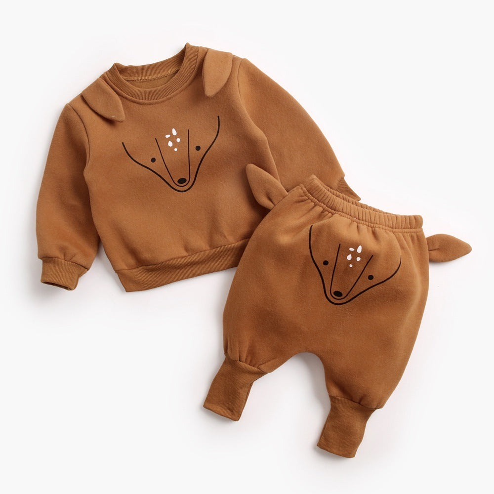 Baby Plus Velvet Sweater Suit Brown - D&A