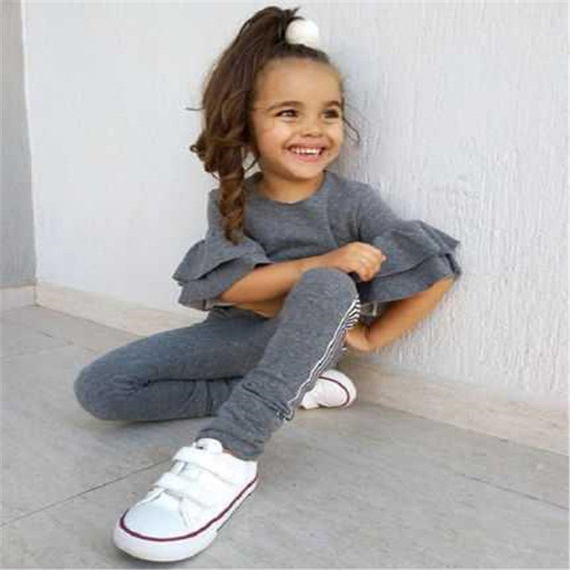 Autumn Kids Baby Girls t shirt Pants Outfits girl Clothes 2P - D&A