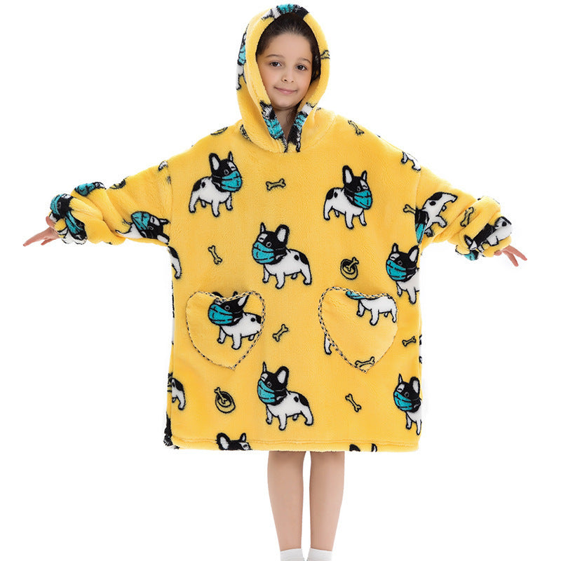 Oversized Thermal Sweatshirt Lazy Sweatshirt Kids Mask dog warm clothes One size - D&A